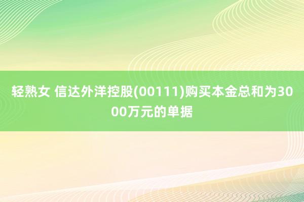 轻熟女 信达外洋控股(00111)购买本金总和为3000万元的单据