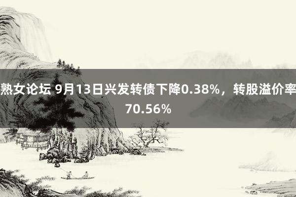 熟女论坛 9月13日兴发转债下降0.38%，转股溢价率70.56%