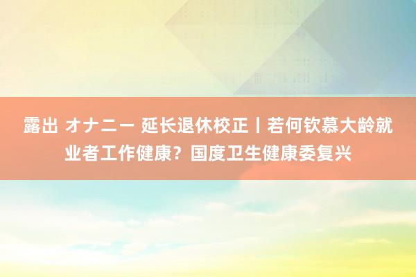 露出 オナニー 延长退休校正丨若何钦慕大龄就业者工作健康？国度卫生健康委复兴