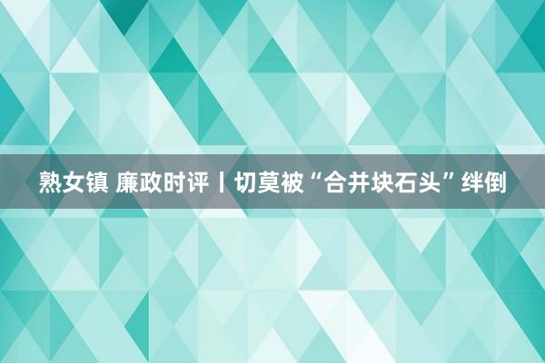 熟女镇 廉政时评丨切莫被“合并块石头”绊倒