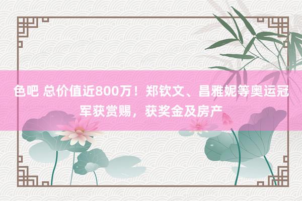 色吧 总价值近800万！郑钦文、昌雅妮等奥运冠军获赏赐，获奖金及房产