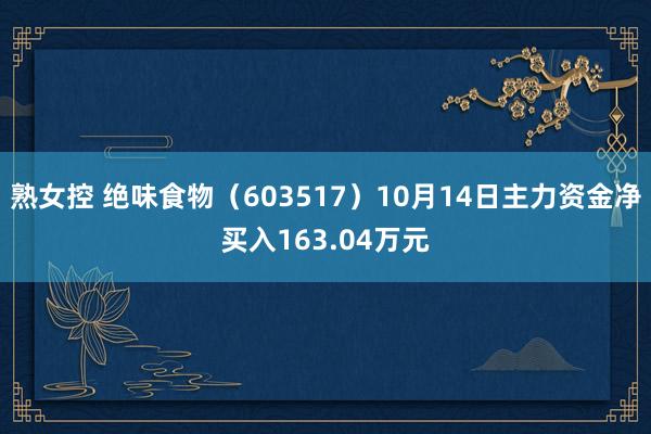 熟女控 绝味食物（603517）10月14日主力资金净买入163.04万元