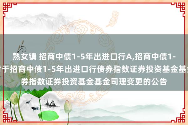 熟女镇 招商中债1-5年出进口行A,招商中债1-5年出进口行C: 对于招商中债1-5年出进口行债券指数证券投资基金基金司理变更的公告