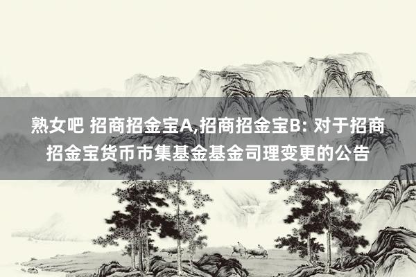 熟女吧 招商招金宝A,招商招金宝B: 对于招商招金宝货币市集基金基金司理变更的公告