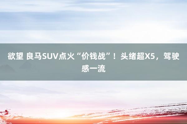 欲望 良马SUV点火“价钱战”！头绪超X5，驾驶感一流