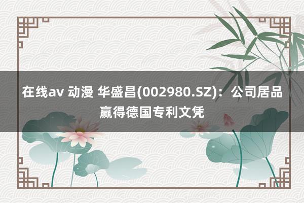 在线av 动漫 华盛昌(002980.SZ)：公司居品赢得德国专利文凭