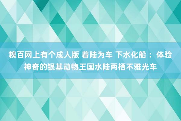 糗百网上有个成人版 着陆为车 下水化船 ：体验神奇的银基动物王国水陆两栖不雅光车