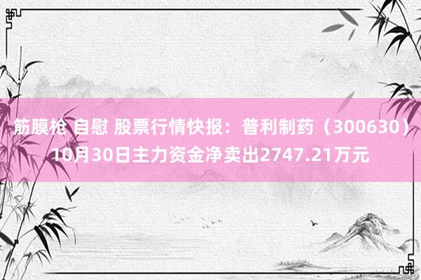 筋膜枪 自慰 股票行情快报：普利制药（300630）10月30日主力资金净卖出2747.21万元