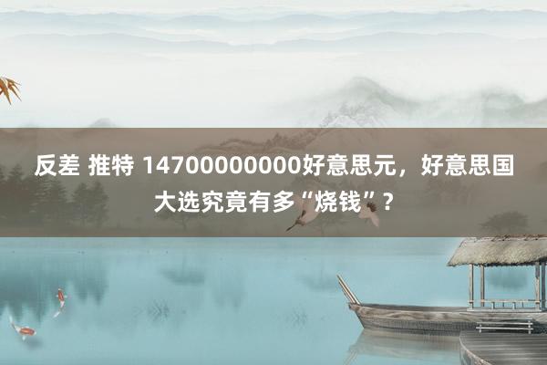 反差 推特 14700000000好意思元，好意思国大选究竟有多“烧钱”？