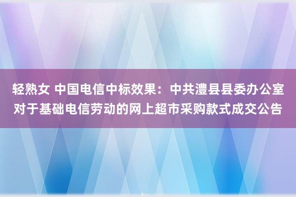 轻熟女 中国电信中标效果：中共澧县县委办公室对于基础电信劳动的网上超市采购款式成交公告