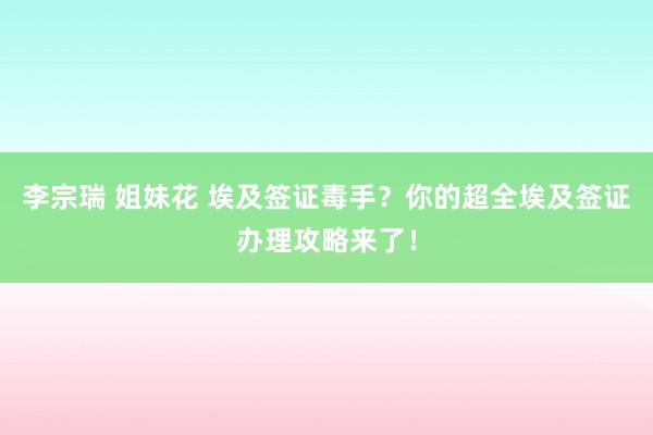 李宗瑞 姐妹花 埃及签证毒手？你的超全埃及签证办理攻略来了！